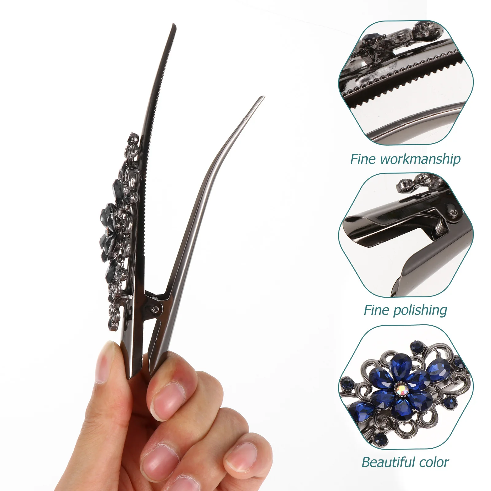 

2pcs Cow Horn Hair Clips Shiny Rhinestone Alloy Duckbill Alligator Hairpins For Women Wedding Party Hair Accessory Fashion