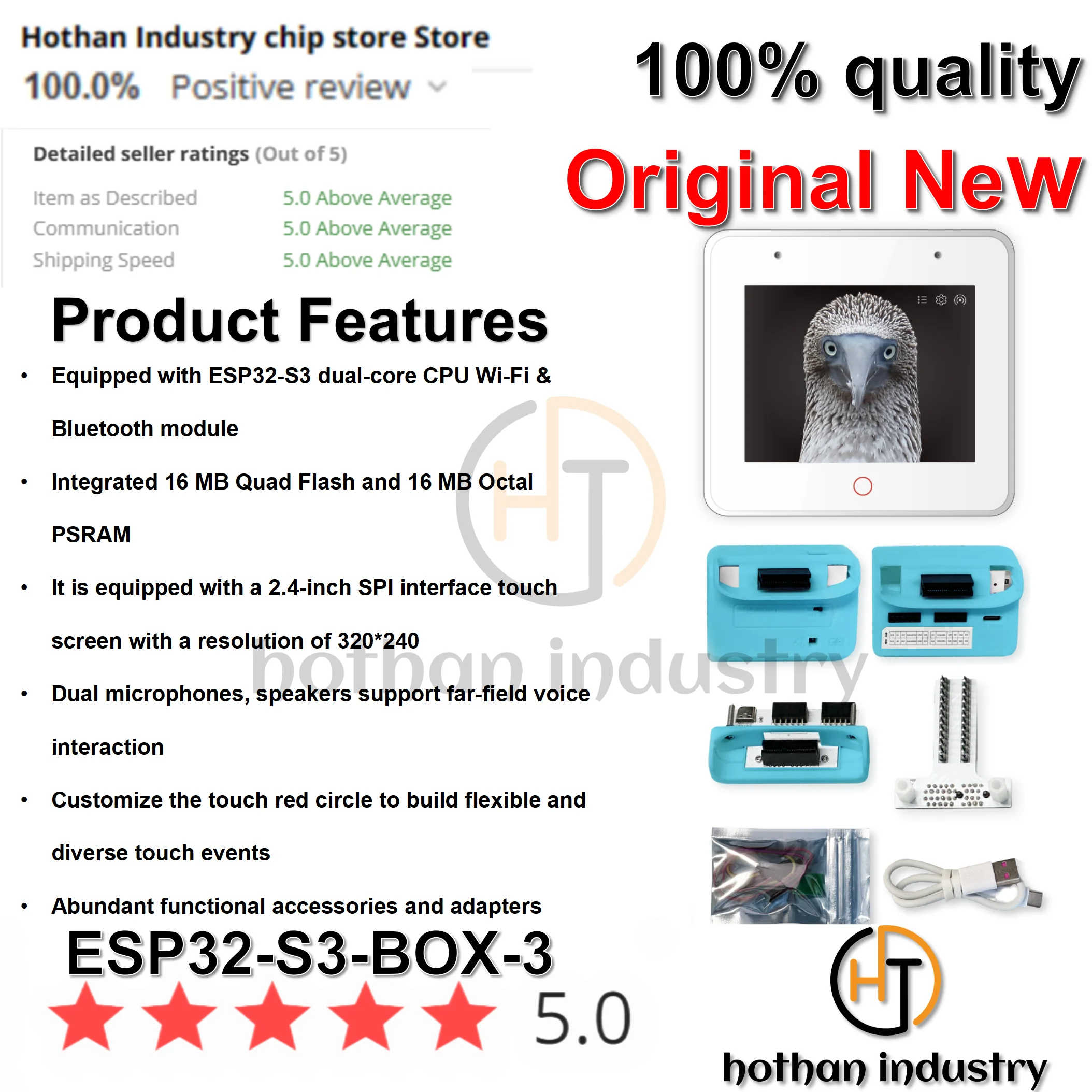 (1PCS)100% NEW ESP32-S3-BOX-3 ESP32-S3-BOX-3B AIOT Application Development Kit module 2.4 GHz Wi-Fi + Bluetooth 5
