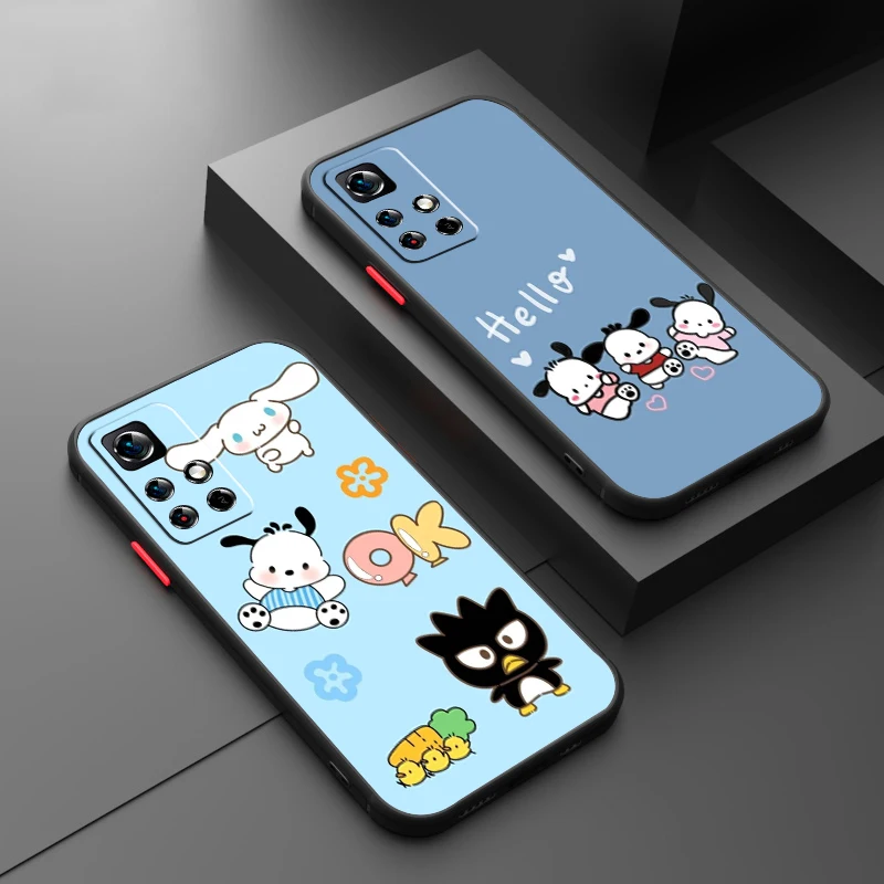 Sanrio Cute Pacha FDog Cartoon Frosted Translucent For Redmi Note 13 12 12S 12T 11 11T 11E 10 10S 9 Pro Plus 5G Phone Case