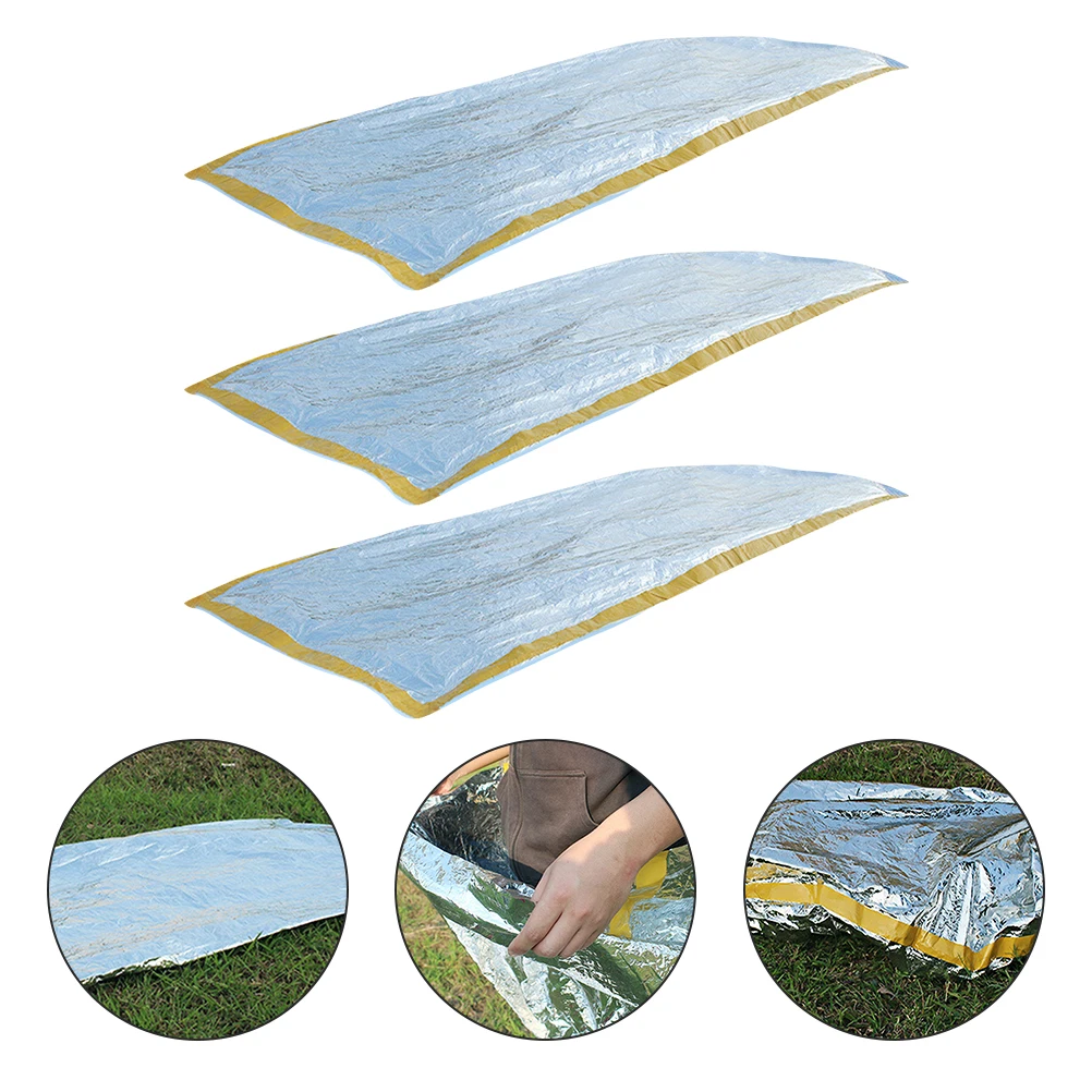 

3pcs Sleeping Bag Emergency Warm Bags Outdoor Camping Winter Insulation Lightweight Foldable Survival Gear for Hiking