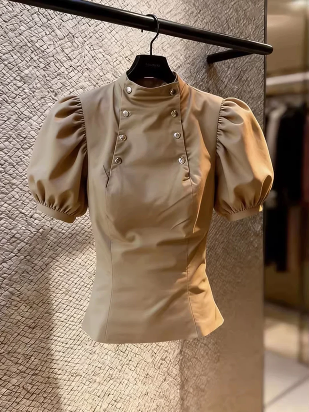 Unique Beautiful Bubble Sleeve T-Shirt Women's Slim Fit Short Sleeve New 2026 Fashionable Top Quality Material French Style