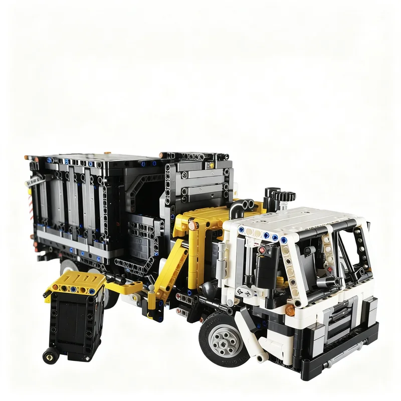 1911pcs MOC Mack LR SideLoader Garbage Truck Technical Model Building Blocks Christmas Gift Education Assemble Collection Kit