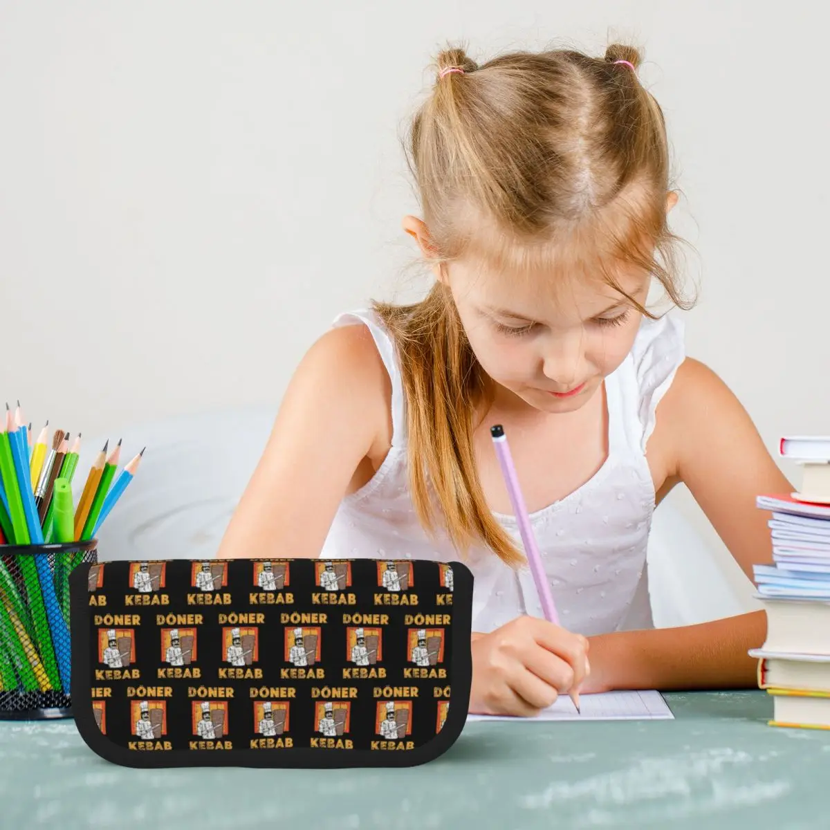 

Funny Doner Kebab Cartoon Pencil Case Pen Holder Large Storage Pen Box Pencil Bag for Studen School