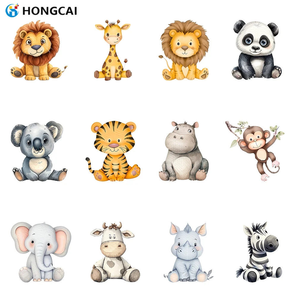 

12 Adorable Animal Party Heat Transfer Decals High-Quality DIY Transfer Film Vibrant Colors That Won't Fade