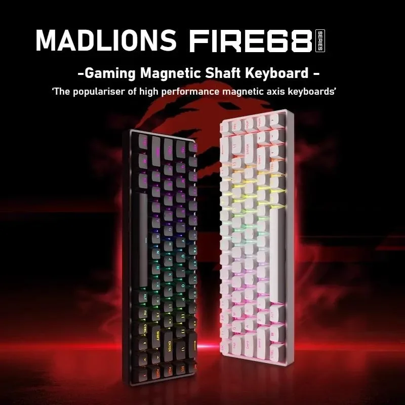 Madlions Fire68/Fire68 Ultra Magnetic Switch Mechanical Keyboard Wired Low Latency Hot Swappable Pc E-sports Gaming Keyboard