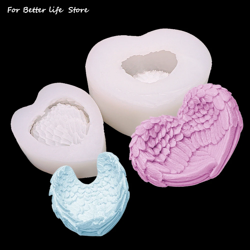 

1Pcs Large And Small Angel Love Wing Storage Box Silicone Mold DIY Car Diffuser Office Dripping Plastic Decoration Mold