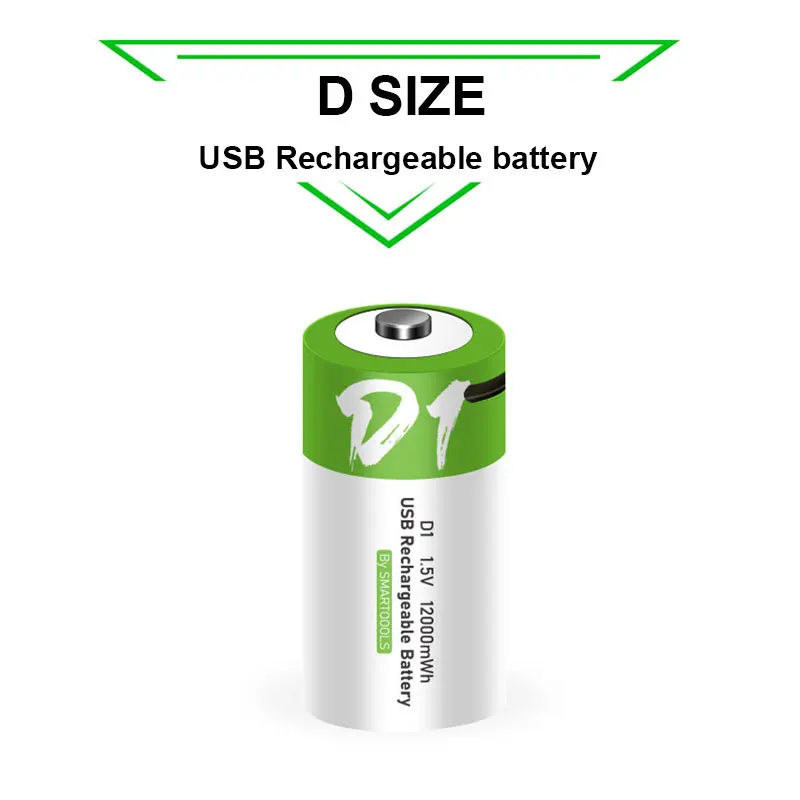 NEW D size 12000mWh lithium Rechargeable battery USB charging li-ion batteries for domestic water heater with natural gas stove