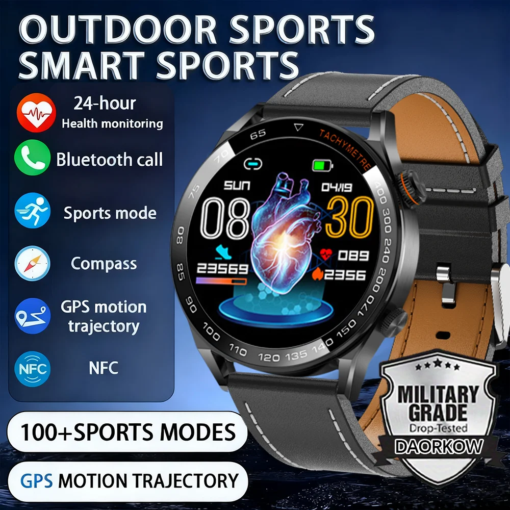 

DAORKOW GPS outdoor sports Smart Watch Men AMOLED 1.5-inch HD Screen NFC Heart Rate Bluetooth Call IP68 Waterproof Smart Watch