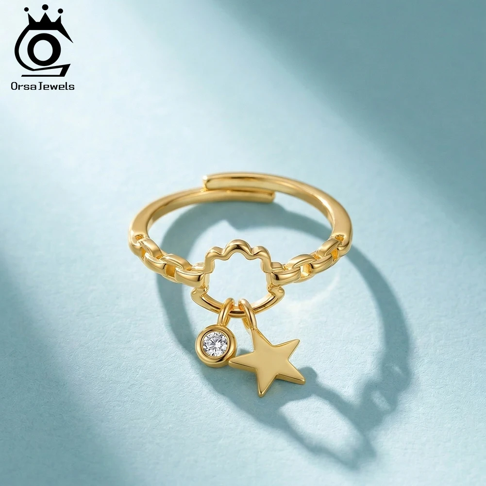 

ORSA JEWELS Подвеска-звезда из настоящего серебра 925 пробы с цирконами и кисточками, открывающиеся кольца, минималистичные ювелирные украшения, аксессуары, подарок APR48