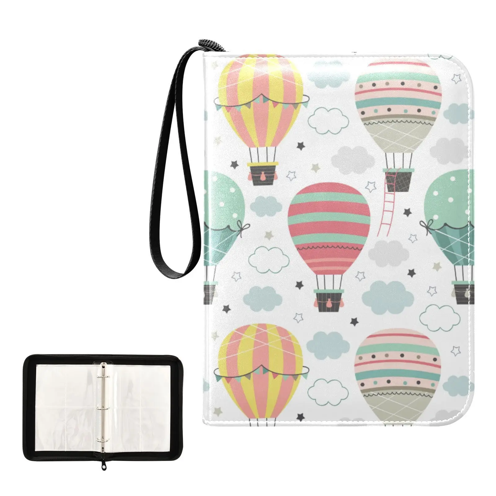 Hot Air Balloons Card Binder4 Pocket Cards Binder 400 Double Sided Pocket Album Sport Game Cards Unique Card Collection Storage