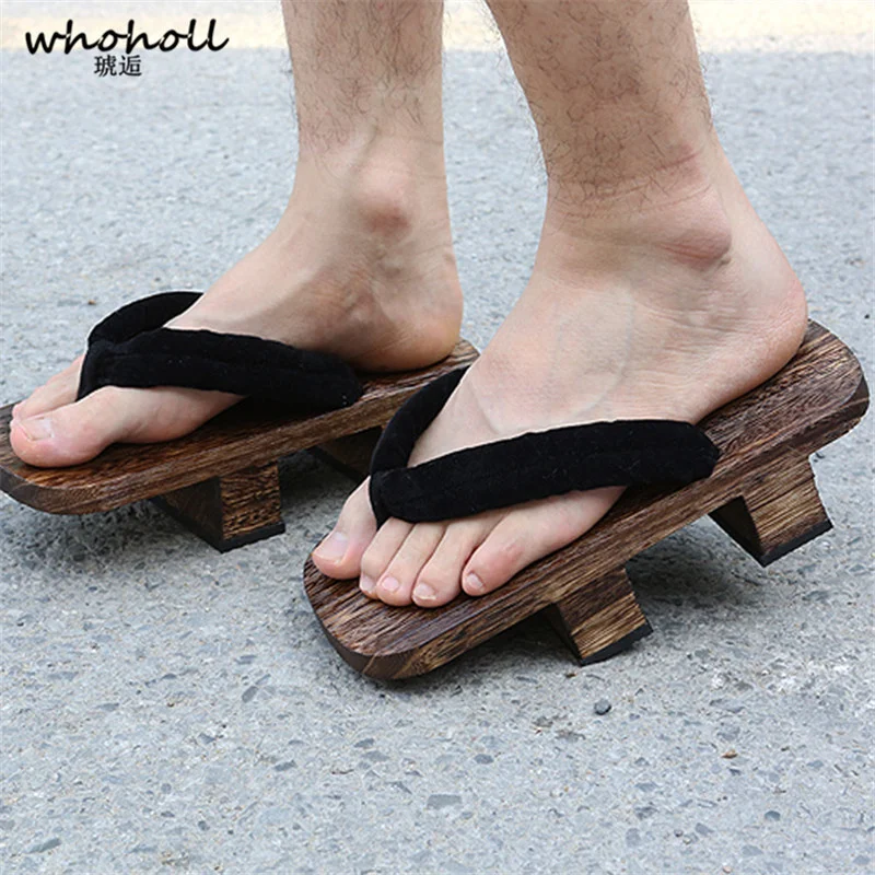 Size 46 47 Man Slippers Flip-flops Japanese Clogs Wooden Geta Sandals Two Teeth Cosplay Costume Cartoon Anime Unisex Sandals