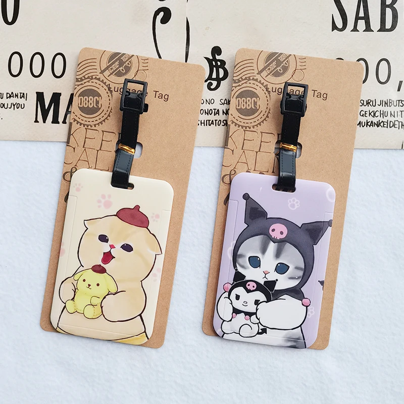 New Creative Kawaii Cat Luggage Tag Suitcase ID Address Card Holder Travel Essentials Portable Carrier Name Tag Knapsack Pendent