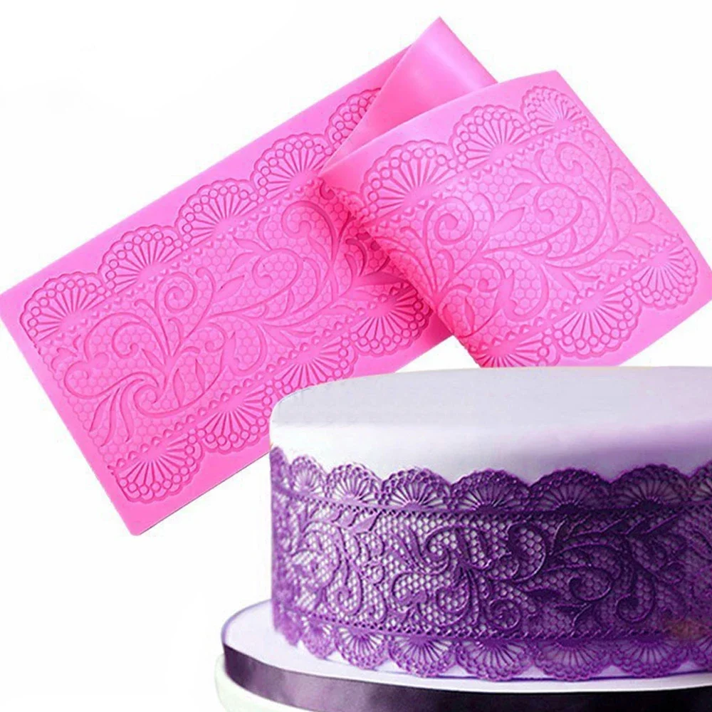 Beautiful Flower Lace Fondant Mold Lace Flower Wedding Cake Silicone Mousse Sugar Craft Icing Mat Pad Pastry Baking Tool