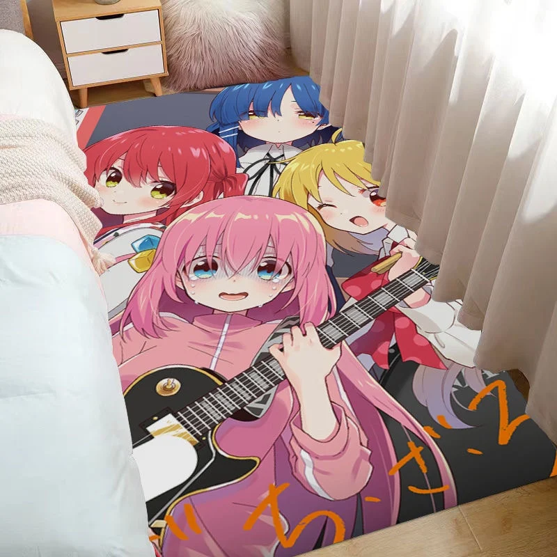 Japanese Girl Lonely Music Guitar Print Large Area Carpet Girls Room Bedroom Bedside Blanket Two-dimensional Anime Floor Mat