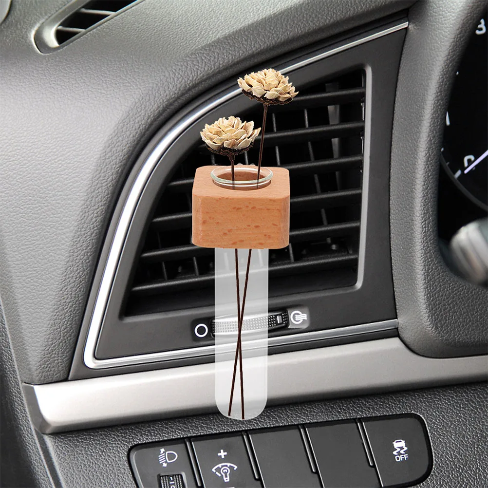 

2pcs Glass Car Vase Vent Clip Elegant Flower Holder For Car Interior Decoration Universal Fit Hydroponic Plant Accessory Auto