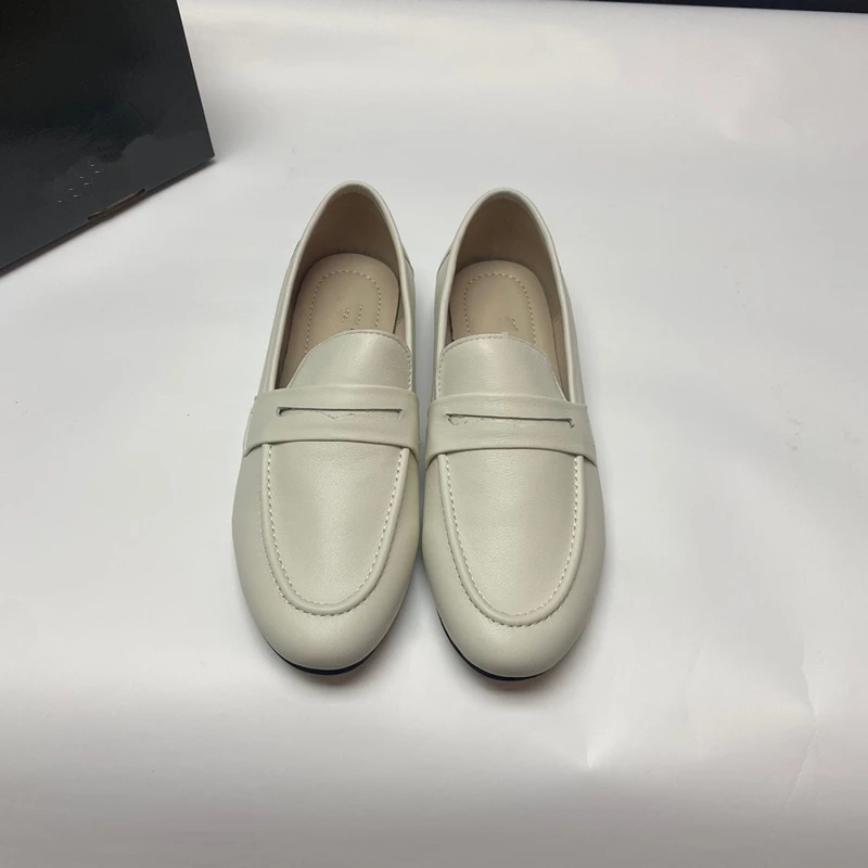 Maxdutti Autumn New British Fashion Office Ladies Flats Shoes Slip-On Loafers Comfortable Breathable Genuine Leather Soft