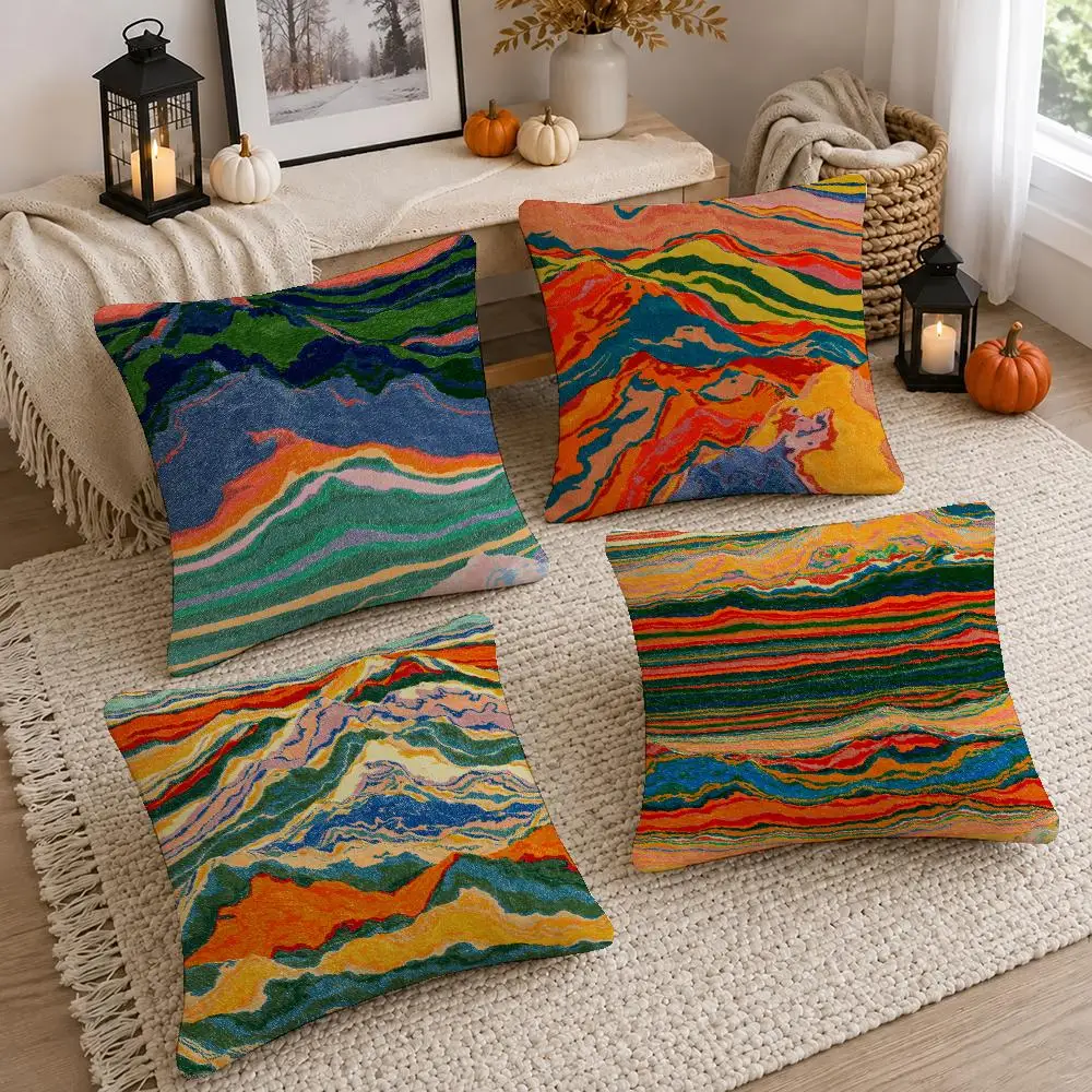 Cool Art ART Meridian Cushion Cover Short Plush Pillow Cover, Washable Wrinkle-Resistant for Sofa Bedroom Decor Gift