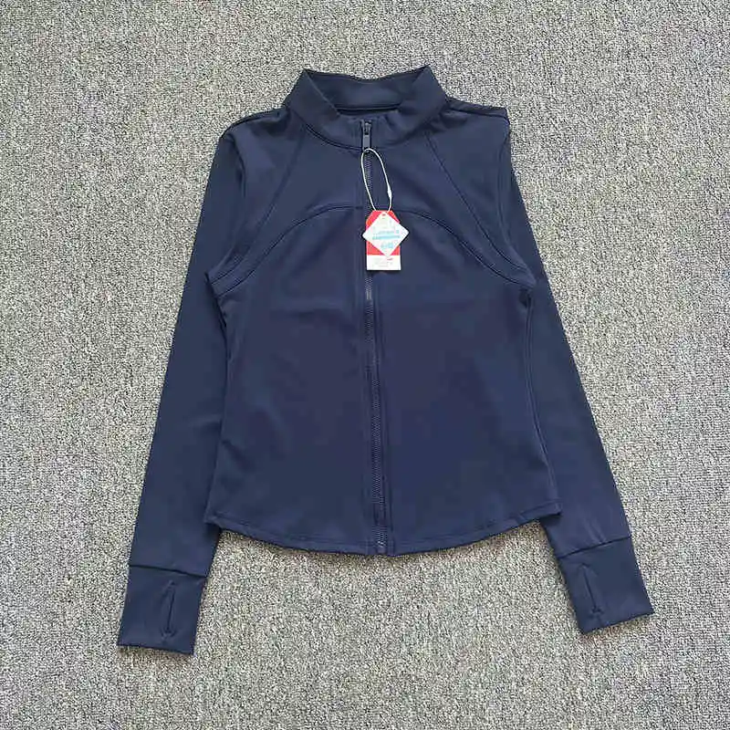 Autumn stand-up collar sports fitness jacket front zipper quick-drying slim yoga suit wearable high elasticity running cycling c