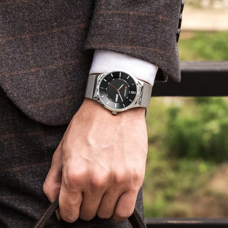 

Мужские кварцевые часы CURREN 8311, простой дизайн, календарь, водонепроницаемые, стальной браслет, модные, деловые, reloj hombre