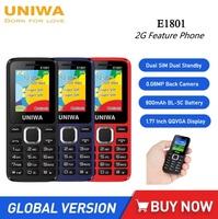 UNIWA E1801 Unlocked Button Phones 1.77Inch 800mAh 2G Feature Phone Dual SIM Standby Mobile Phone For The Old Wireless FM Radio