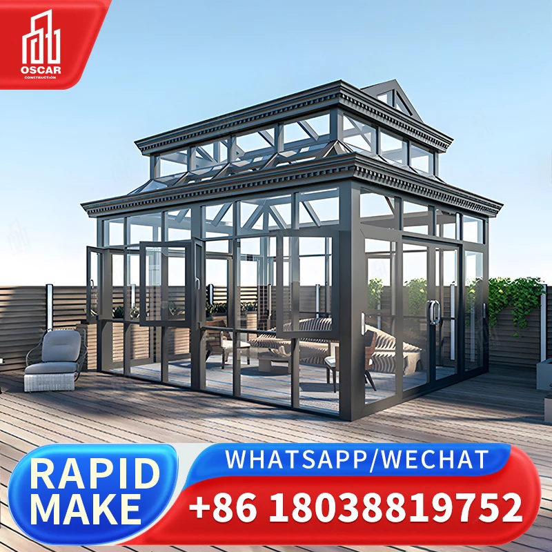 Sunroom Customizable Factory Direct 4Season All Weather Glass Patio Room for Home Garden Backyard