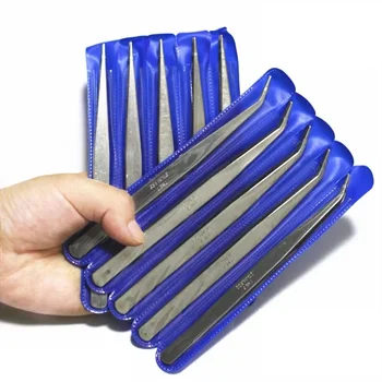 5 ชิ้นแหนบอุตสาหกรรม Anti - static โค้งตรงสแตนเลสแหนบสําหรับซ่อมอิเล็กทรอนิกส์จักรเย็บผ้า Thread Take - up