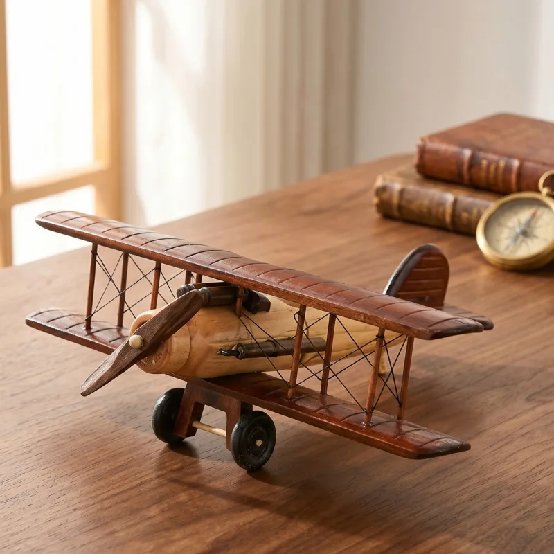 

Vintage Wooden Airplane Model Rustic Tabletop Decor Home Desk Display Centerpiece For Men Women Kids Birthday Christmas Gift