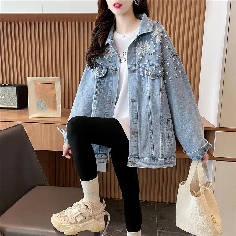 ربيع الخريف الإناث الترفيه طويلة الأكمام الجينز overwear الكورية المرأة موضة كاوبوي معطف تصميم تحسس السيدات الدنيم القمم سترة #4