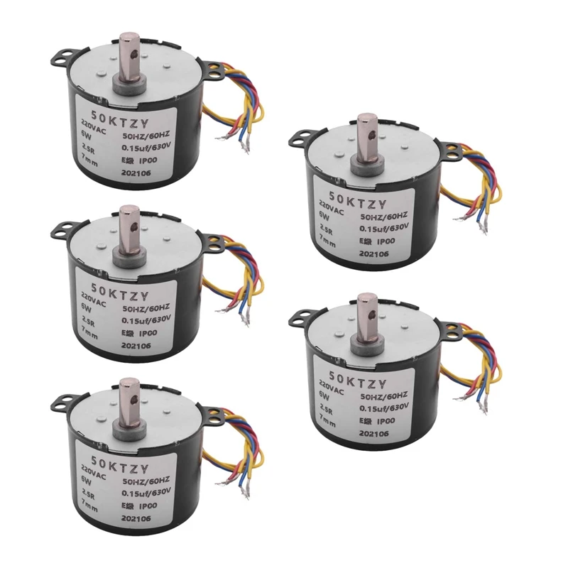 5X 50Ktyz Ac220v 10W 0.5A 2.5R/ Min Permanent Magnet Synchronous Motor Ac Gear Reduction Motor Cw / Ccw