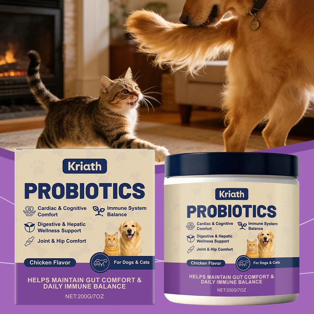 Poudre de probiotiques pour chiens et chats, 200g, supplément digestif pour la santé intestinale, saveur de poulet pour la Routine quotidienne de