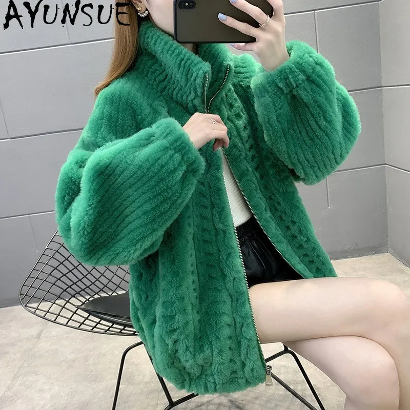 AYUNSUE Real Wool Coat Women Clothes 2025 Winter Jacket Fashion Sheep Shearling Coats Woman Composite Fur New in Outerwears