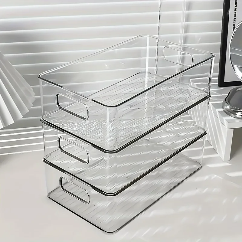 1 Stück stapelbare transparente Kunststoff-Aufbewahrungsboxen, transparenter Mehrzweck-Organizer für das Home Office – Detail 7
