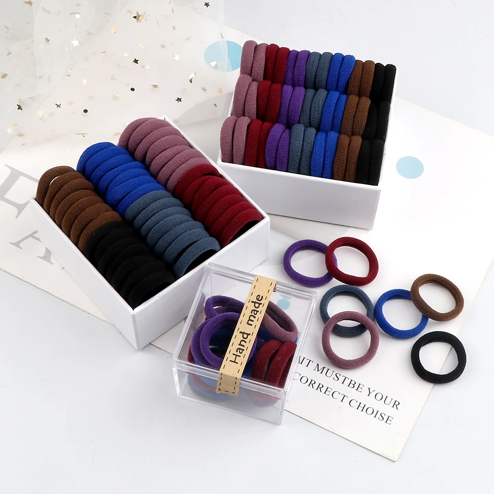 50/100Pcs Haarbanden Voor Kinderen Baby Meisjes 3Cm Hoge Elastische Gemengde Kleuren Hoofdband Scrunchies Hoofddeksels Haar accessoires Gift Houder