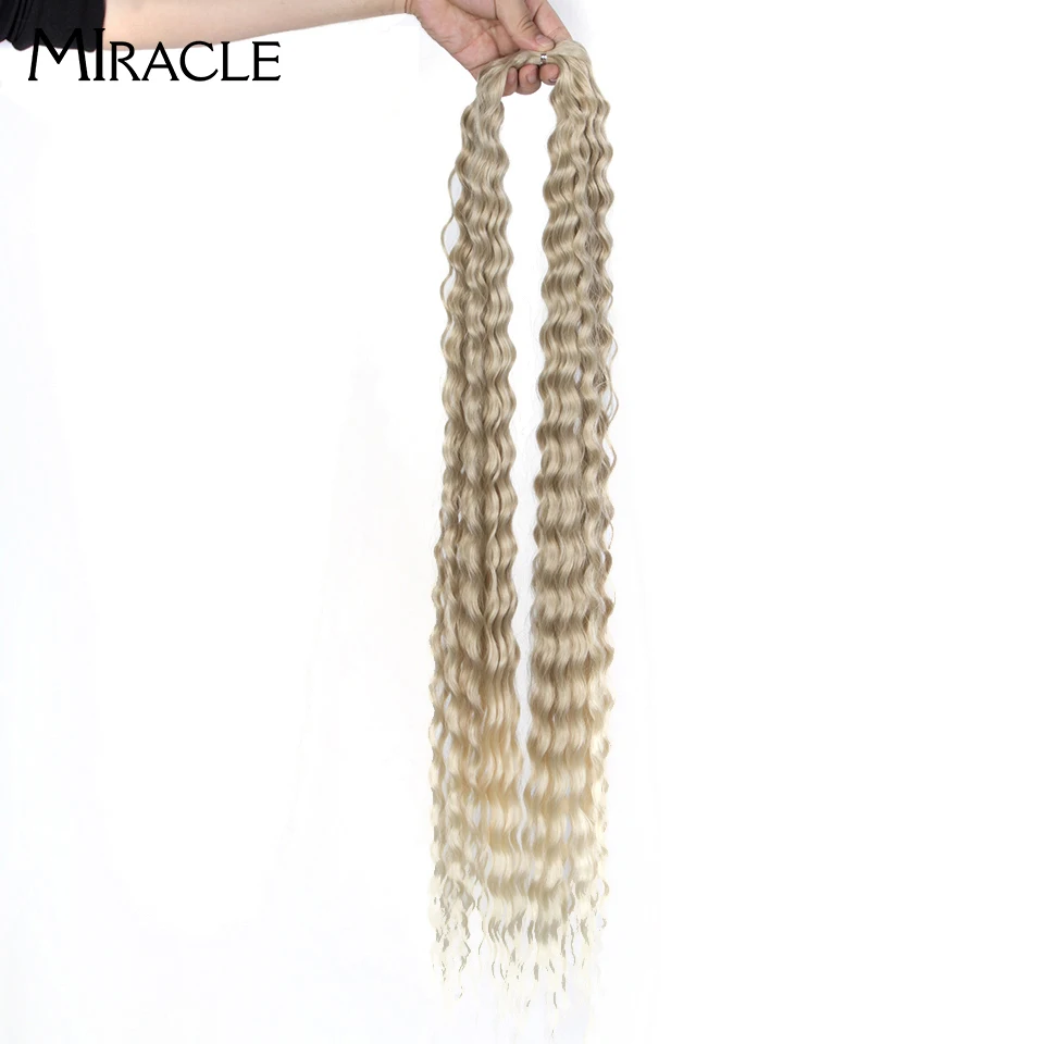 MIRACLE-Extension Capillaire Synthétique Tressée au Crochet, Cheveux Bouclés, Vague d'Eau, Ombre, Blonde, Marron, Vague Profonde, Tressage, 32 Pouces