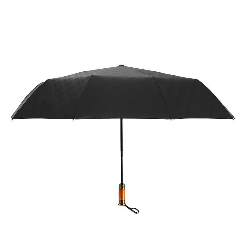 Imagem -04 - Guarda-chuva Dobrável Automático para Homens Guarda-chuva Dobrável Três Estilo Retro Madeira 115cm