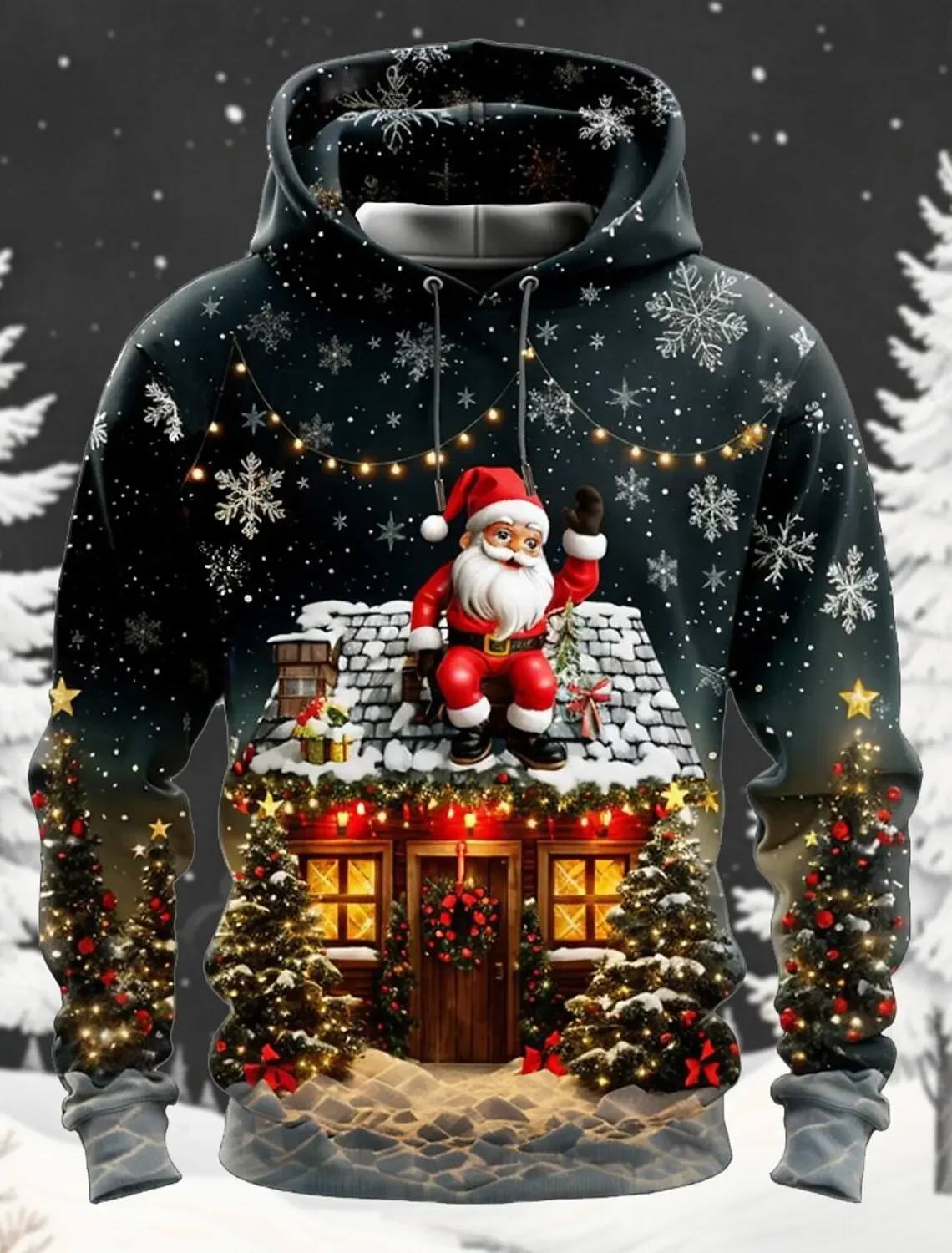 Christmas Ugly Men's Hoodies with Santa Claus Pattern 3D Printed Holiday Streetwear Men's and Women's Hoodies and Sweatshirts