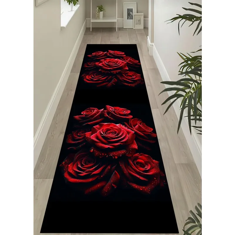 Valentine's Day Runner Rug Carpet Red Rose Carpet Valentine's Day Romantic Atmosphere Home Decoration Carpet Her Gift