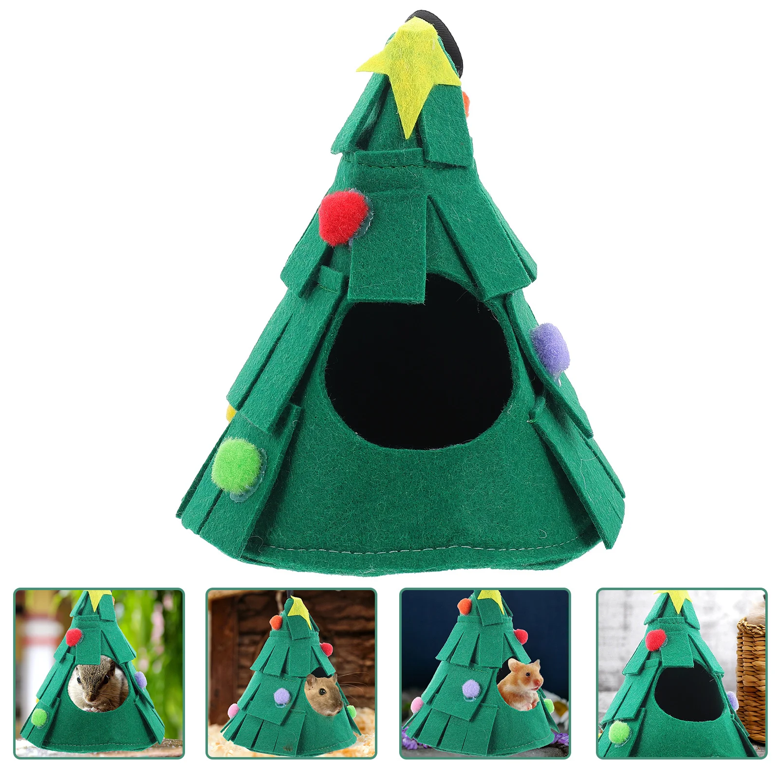 

Pet Cotton Nest For Small Animals Breathable Hamster Hanging Hammock Xmas Tree Shape Sleeping Bed Washable Cage Supply