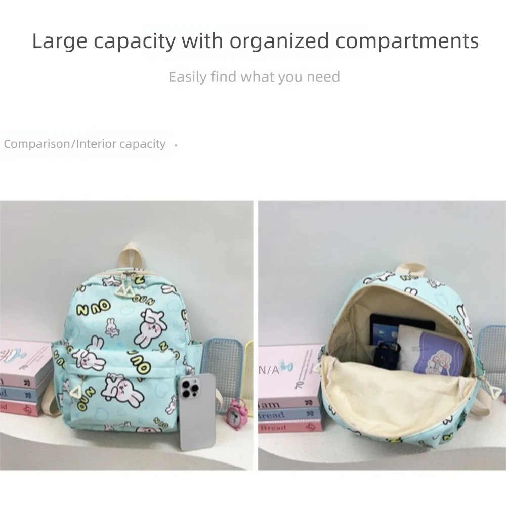 Cute Rabbit Pattern Backpack Multi Functional Gift School Bags Lightweight Waterproof Single Shoulder Bag Women