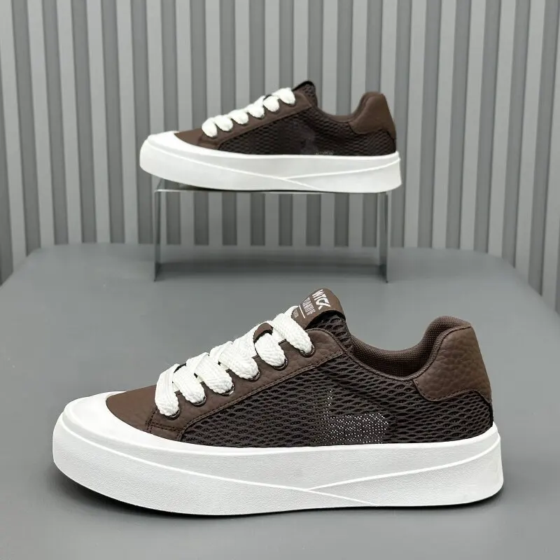 Summer Men Casual Sneakers Fashion Mesh Breathable Board Shoes Outdoor Hollow Lightweight Sport Shoes Anti Slip Walking Footwear