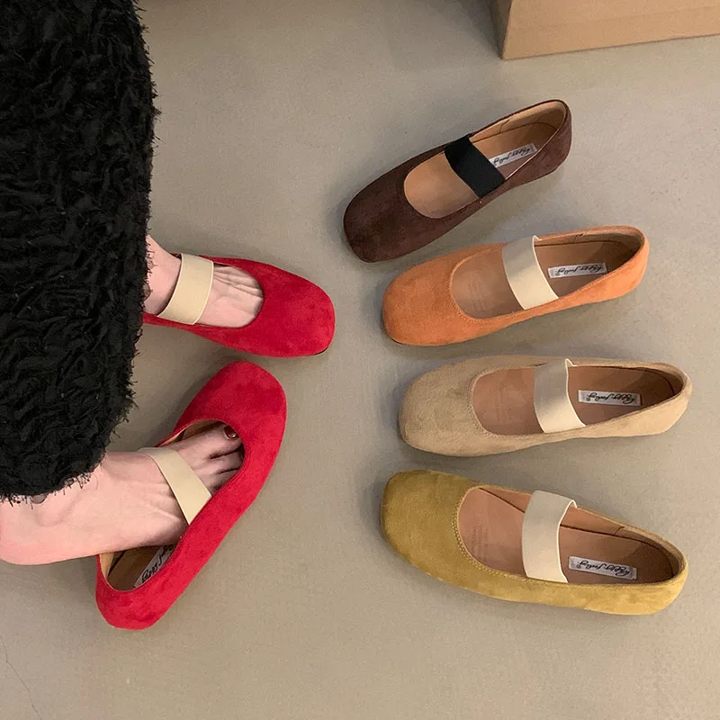 2024 Red  New Women Flats Soft Mary Jane Shoes Soft Casual Outdoor Dress Flat Ballet Shoes Round Toe Shallow Slip On Flats Mujer