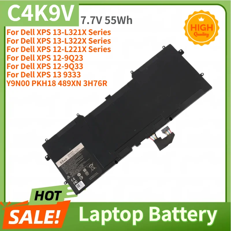C4K9V Laptop Battery 7.7V 55Wh For Dell XPS 13‑L321X 13‑L322X 12‑L221X 12‑9Q23 12‑9Q33 Series High Quality Replacement Battery