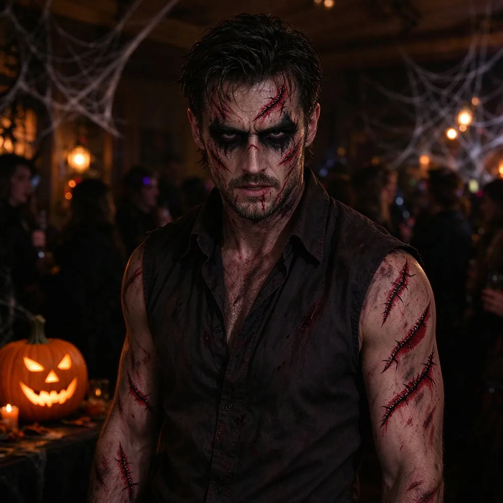 Simulated Scar Halloween Temporary Tattoo Sticker Waterproof Blood Vessels Tattoo Halloween Face Tattoo Stripe Crack Mark