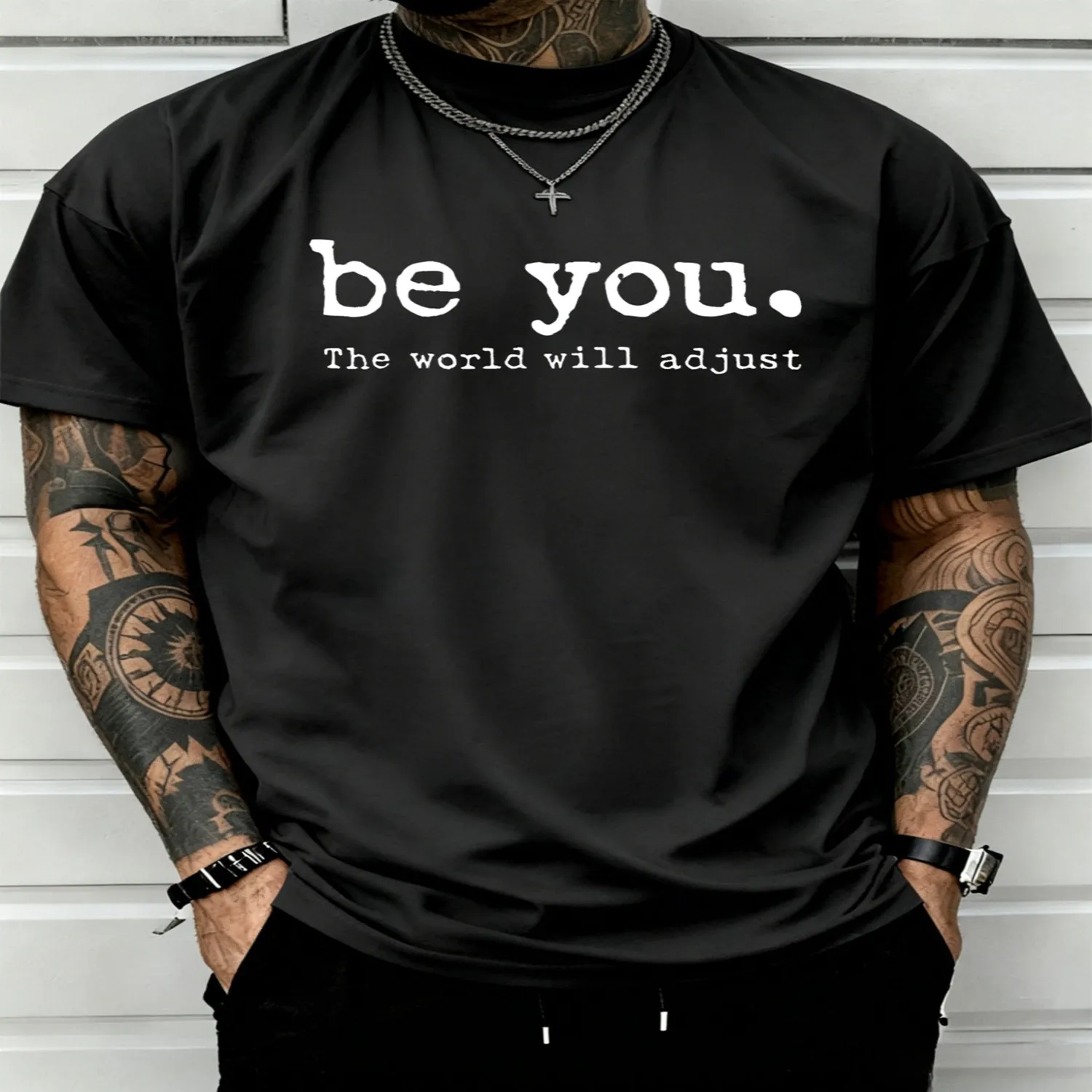 Casual Style, Men's T-Shirt, Be You Motivational Quote Design, Soft Cotton Blend Fabric, for Trendy Men with Tattoos, Casual Attire And Streetwear, Plus Size Available Unisex tshirt, Graphic tshirt