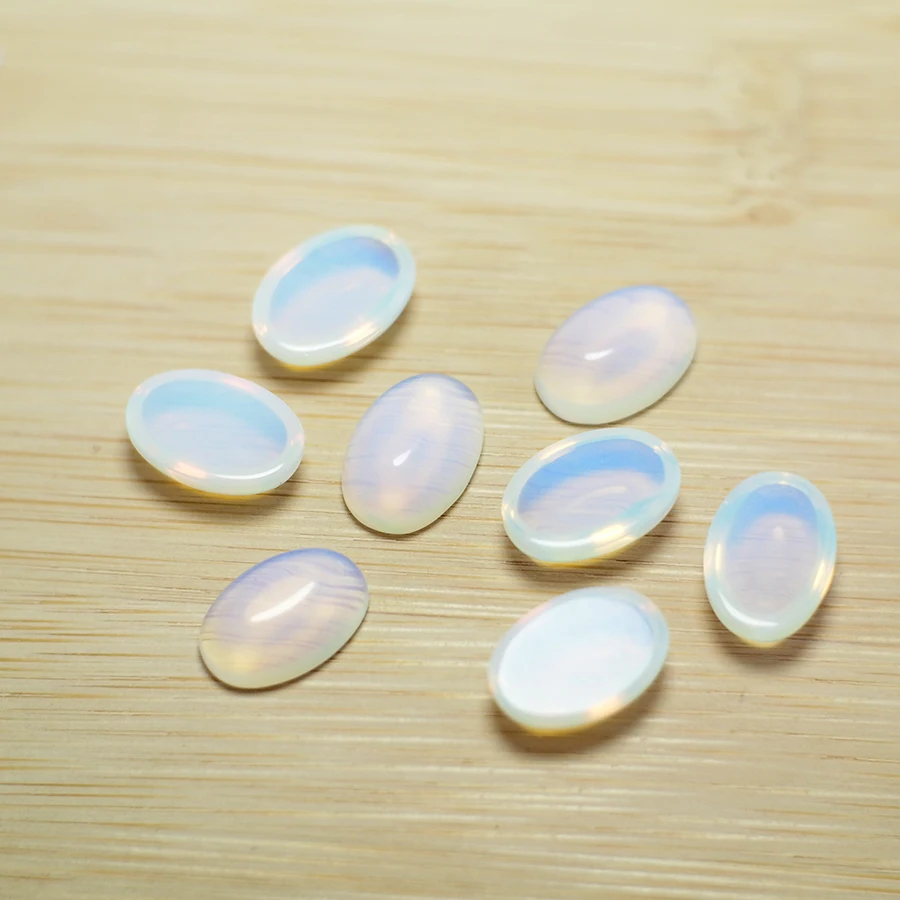 10pcs White Transparent Stone,Opal Cabochon 14x10mm Teardrop,12mm Round Polished Flat Back Natural Stone,Jewelry Necklace Making