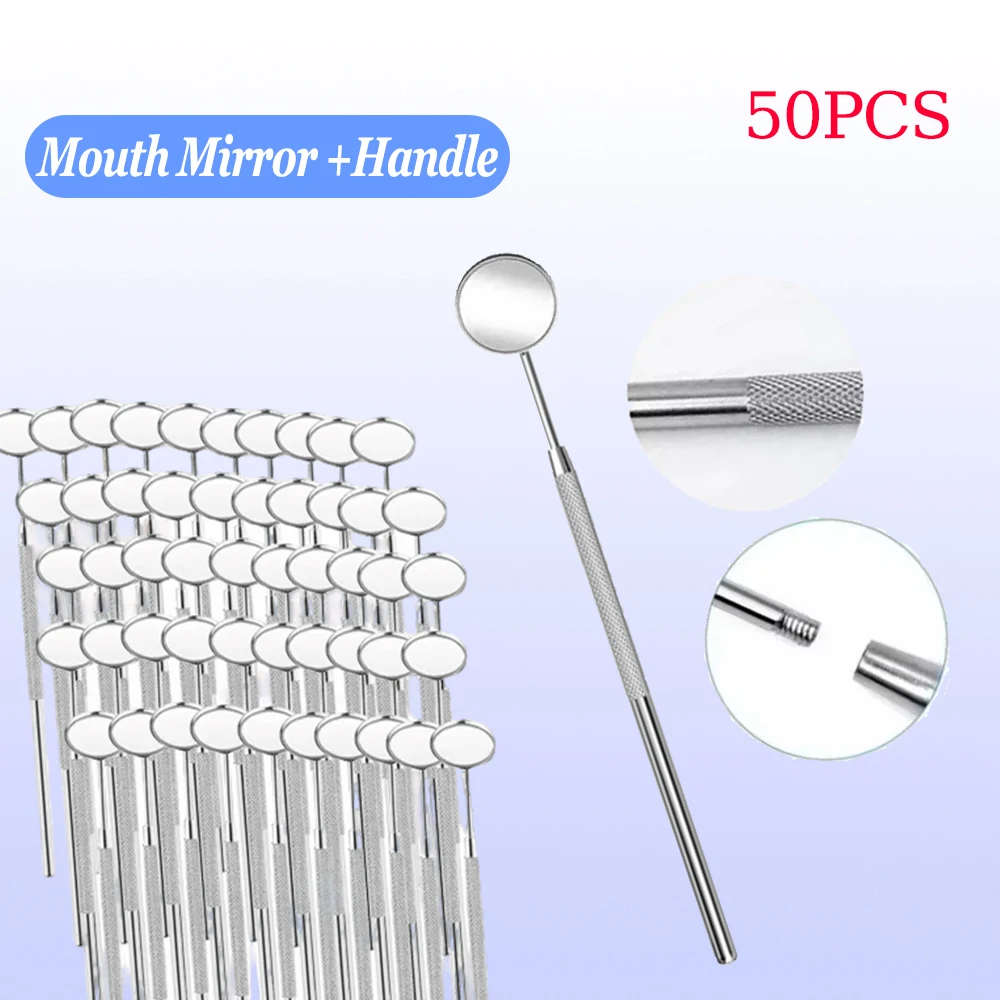 

50 шт./компл., стоматологическое зеркало, зеркало для рта с ручкой, внутриротовые зеркала, стоматологический инструмент, отбеливание зубов, стоматологические инструменты для ухода за ртом