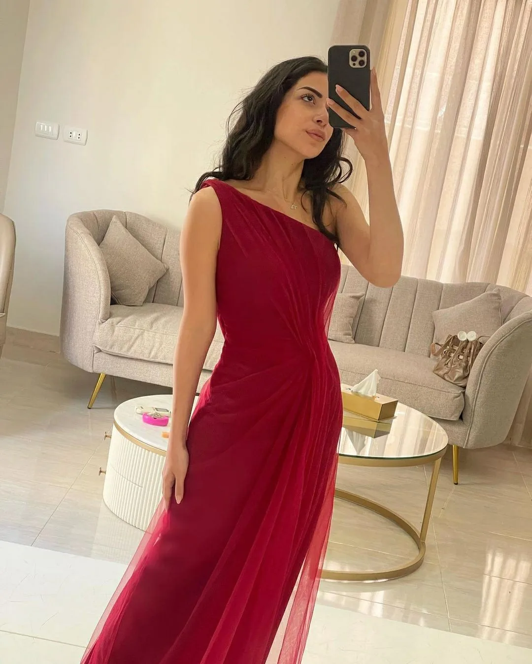 Msikoods-vestidos de graduación de un hombro, vestido de fiesta con pliegues rojos, vestido elegante de cumpleaños para mujer, ocasiones especiales personalizadas