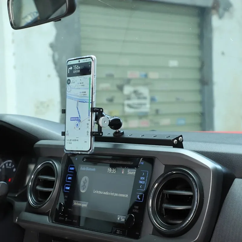 

Aluminum Alloy Black Car Center Console Mobile Phone Holder GPS Navigation Bracket Car Accessories for Toyota Tacoma 2016-2022