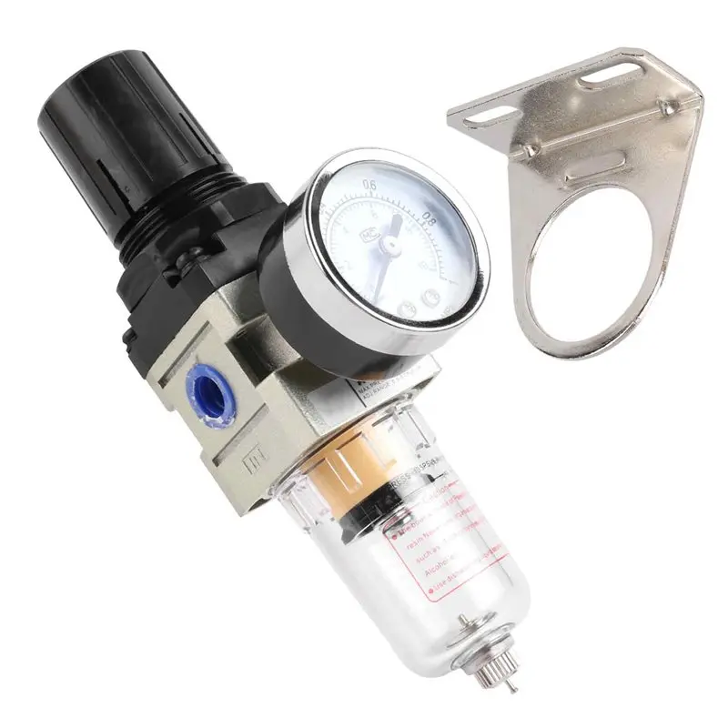 A08R-AW2000-02 Air Filter Regulator& Water Separator, 1/4" NPT Air Compressor Regulator 150 PSI 550L/Min Flow Drain Valve