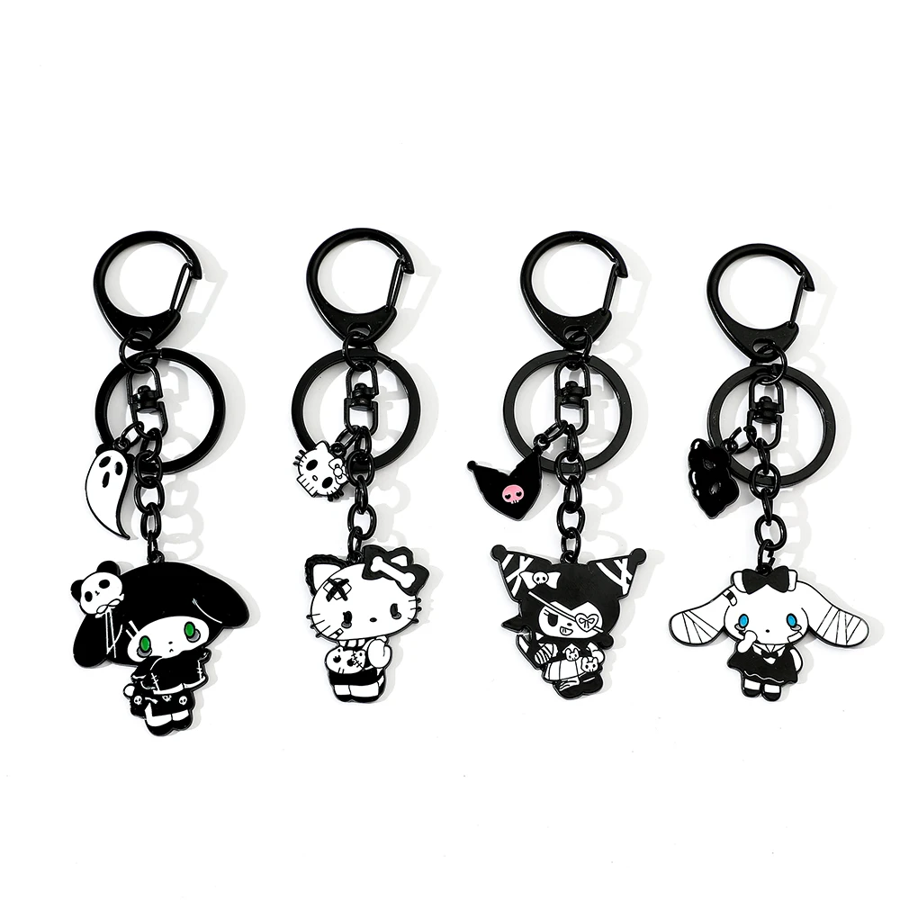 Sanrio Cartoon Cute Cinnamon Hello Kitty Keyrings Sweet Cool Kuromi Melody KeyChain For Friends Jewelry Pendant Accessories